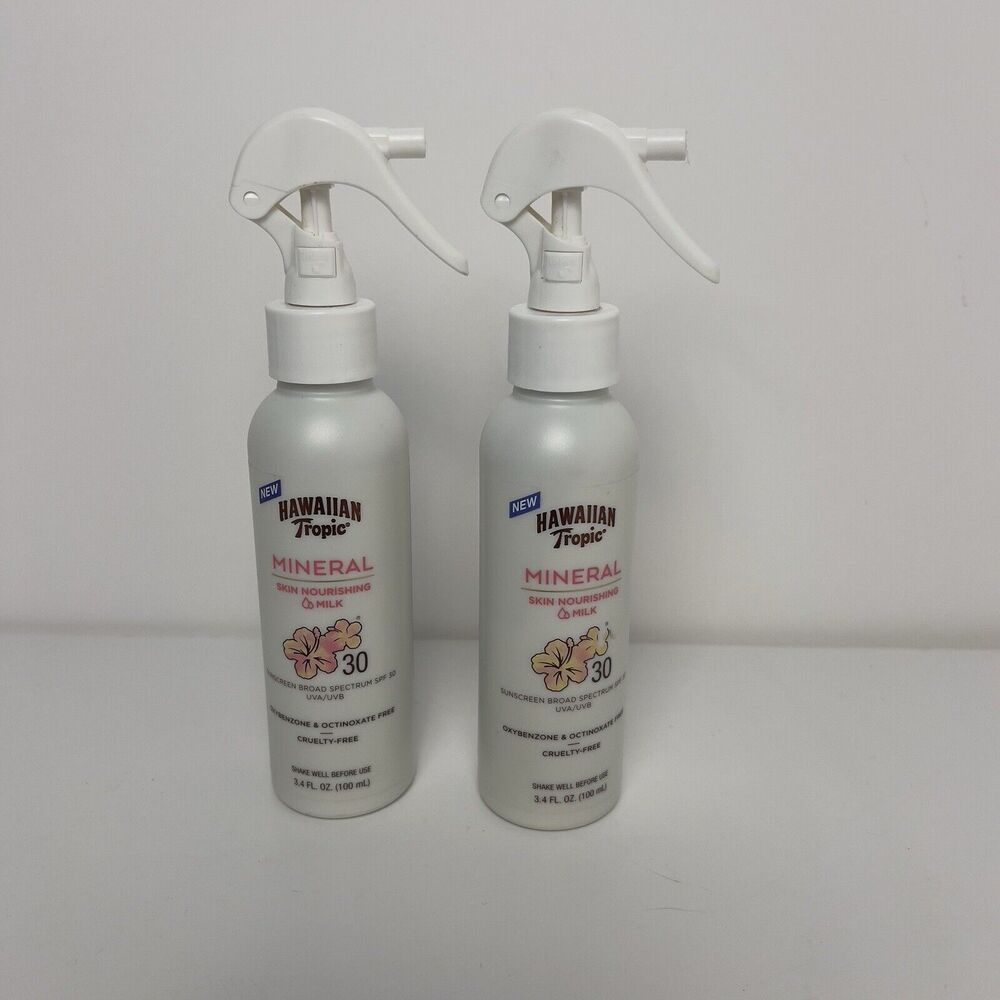Hawaiian Tropic Mineral Skin Nourishing Milk Lotion Spray 2 Pack 3.4oz NEW